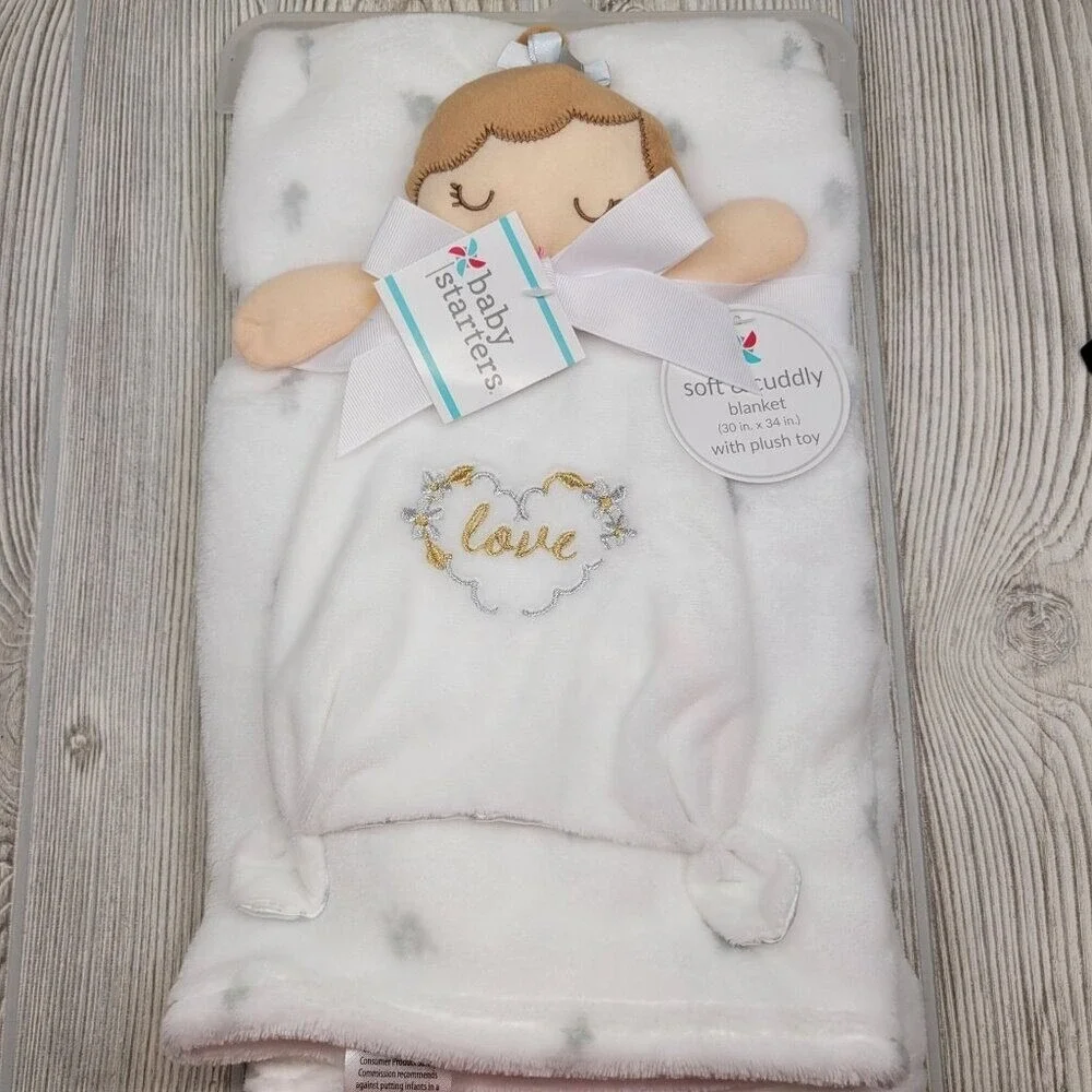 Baby‎ Starters Plush Toy Blanket Set Infant White Love Heart A50063